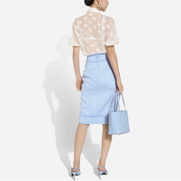 Dolce & Gabbana Frayed Wool-Blend Tweed Midi Skirt- NWT SIZE IT 36 - Picture 6 of 10